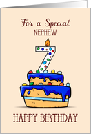 Nephew 7th Birthday 7 on Sweet Blue Cake card