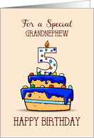 Grandnephew 5th Birthday 5 on Sweet Blue Cake card