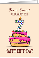 Goddaughter 7th Birthday 7 on Sweet Pink Cake card