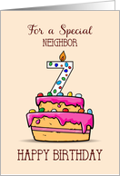 Neighbor 7th Birthday 7 on Sweet Pink Cake card