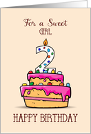 Girl 2nd Birthday 2 on Sweet Pink Cake card