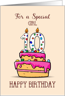 Girl 10th Birthday 10 on Sweet Pink Cake card