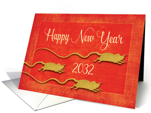 Chinese New Year 2032 Golden Looking Rat on Red card (1580046)