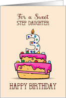 Step Daughter 3rd Birthday 3 on Sweet Pink Cake card
