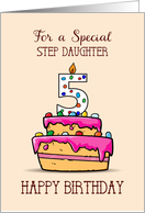 Step Daughter 5th Birthday 5 on Sweet Pink Cake card