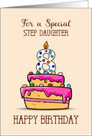 Step Daughter 8th Birthday 8 on Sweet Pink Cake card