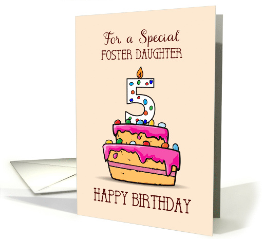 Foster Daughter 5th Birthday 5 on Sweet Pink Cake card (1580374)