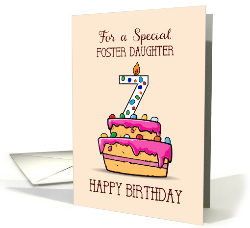 Foster Daughter 7th Birthday 7 on Sweet Pink Cake card (1580378)