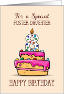 Foster Daughter 8th Birthday 8 on Sweet Pink Cake card