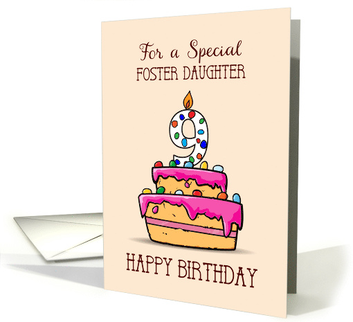 Foster Daughter 9th Birthday 9 on Sweet Pink Cake card (1580382)