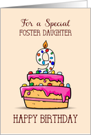 Foster Daughter 9th Birthday 9 on Sweet Pink Cake card