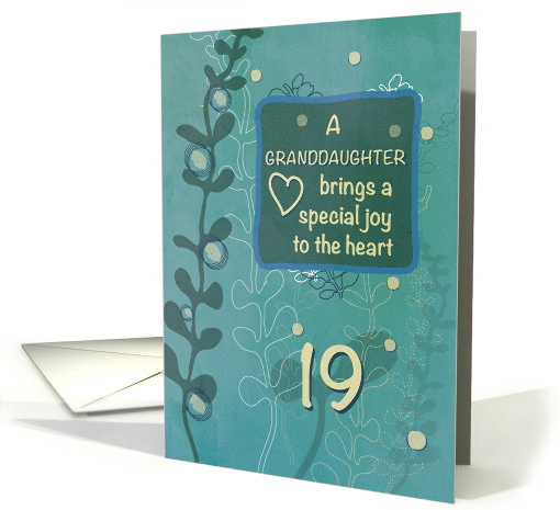 Granddaughter Religious 19th Birthday Green Hand Drawn Look card