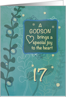 Godson Religious 17th Birthday Green Hand Drawn Look card