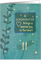 Goddaughter Religious 11th Birthday Green Hand Drawn Look card