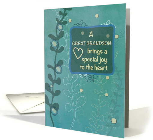 Great Grandson Religious Birthday Green Hand Drawn Look card (1581470)