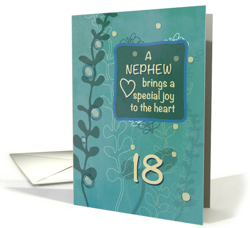 Nephew Religious 18th Birthday Green Hand Drawn Look card (1582378)