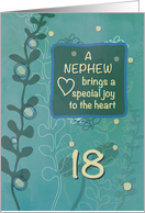 Nephew Religious 18th Birthday Green Hand Drawn Look card