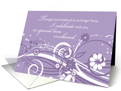 Personal Wedding Anniversary to Widow After Husbands Death Lilac card