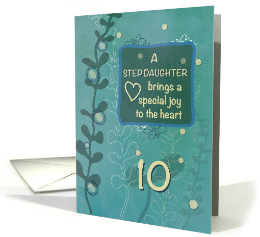 Step Daughter Religious 10th Birthday Green Hand Drawn Look card