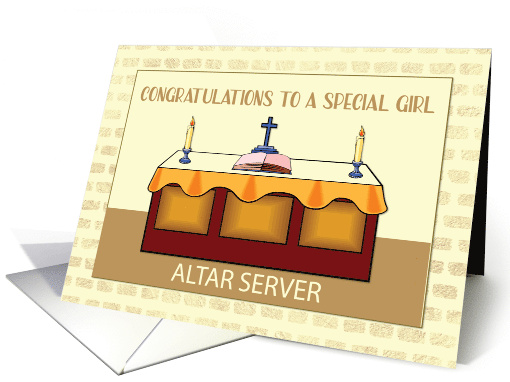 Special Girl Congratulations Catholic Altar Server with Altar card
