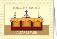 Niece Congratulations Catholic Altar Server with Altar card