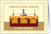 Grandson Congratulations Catholic Altar Server with Altar card