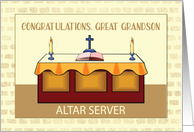 Great Grandson Congratulations Catholic Altar Server with Altar card