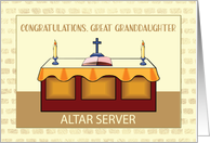 Great Granddaughter Congratulations Catholic Altar Server with Altar card
