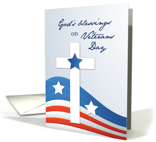 Religious Veterans Day Stars and Stripes with Cross card (1583890)