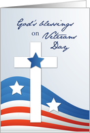 Religious Veterans Day Stars and Stripes with Cross card