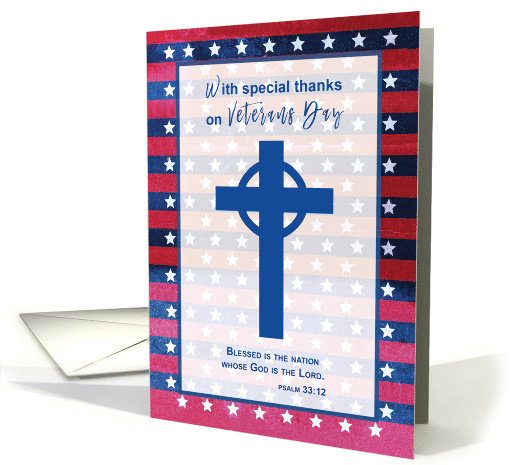 Religious Thanks on Veterans Day Blue Cross card (1583896)