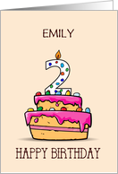 Custom Name Emily 2nd Birthday 2 on Sweet Pink Cake card
