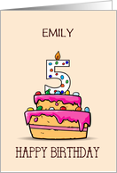 Custom Name Emily 5th Birthday 5 on Sweet Pink Cake card