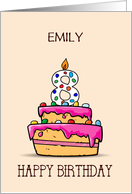 Custom Name Emily 8th Birthday 8 on Sweet Pink Cake card