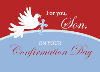 Son Confirmation Dove on Red and Blue