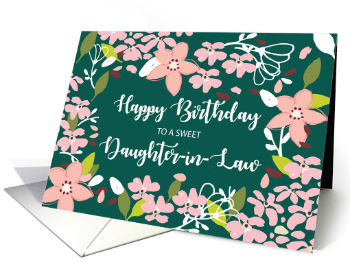 Daughter in Law Birthday Green Flowers card (1584942)