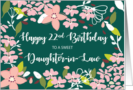 Daughter in Law 22nd Birthday Green Flowers card