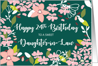 Daughter in Law 24th Birthday Green Flowers card