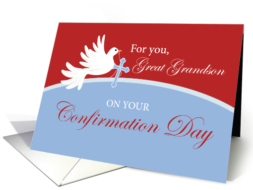 Great Grandson Confirmation Dove on Red and Blue card (1585042)