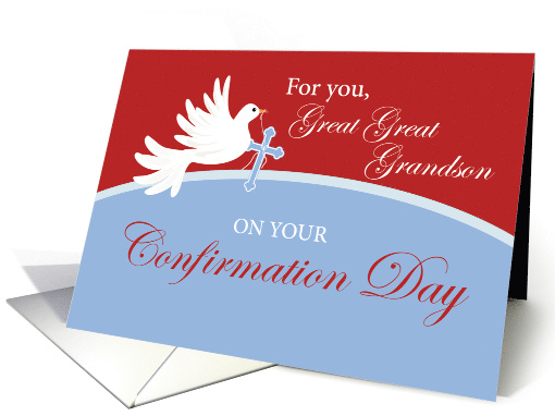 Great Great Grandson Confirmation Dove on Red and Blue card (1585044)