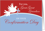 Great Great Grandson Confirmation Dove on Red and Blue card