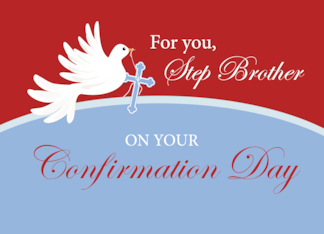 Step Brother Confirmation Dove on Red and Blue