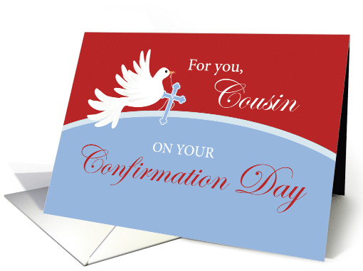 Cousin Confirmation Dove on Red and Blue card (1585054)