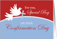 Special Boy Confirmation Dove on Red and Blue card