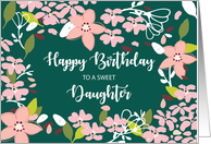 Daughter Birthday Green Flowers card