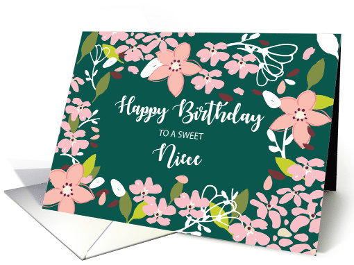 Niece Birthday Green Flowers card (1585214)