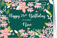 Niece 23rd Birthday Green Flowers card