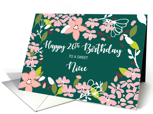 Niece 26th Birthday Green Flowers card (1585224)