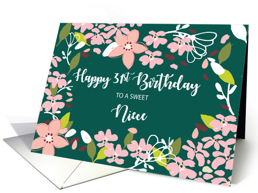 Niece 31st Birthday Green Flowers card (1585236)