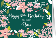 Niece 39th Birthday Green Flowers card